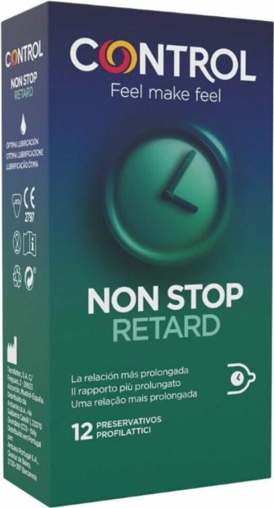 A box of Control Non Stop Retard condoms.