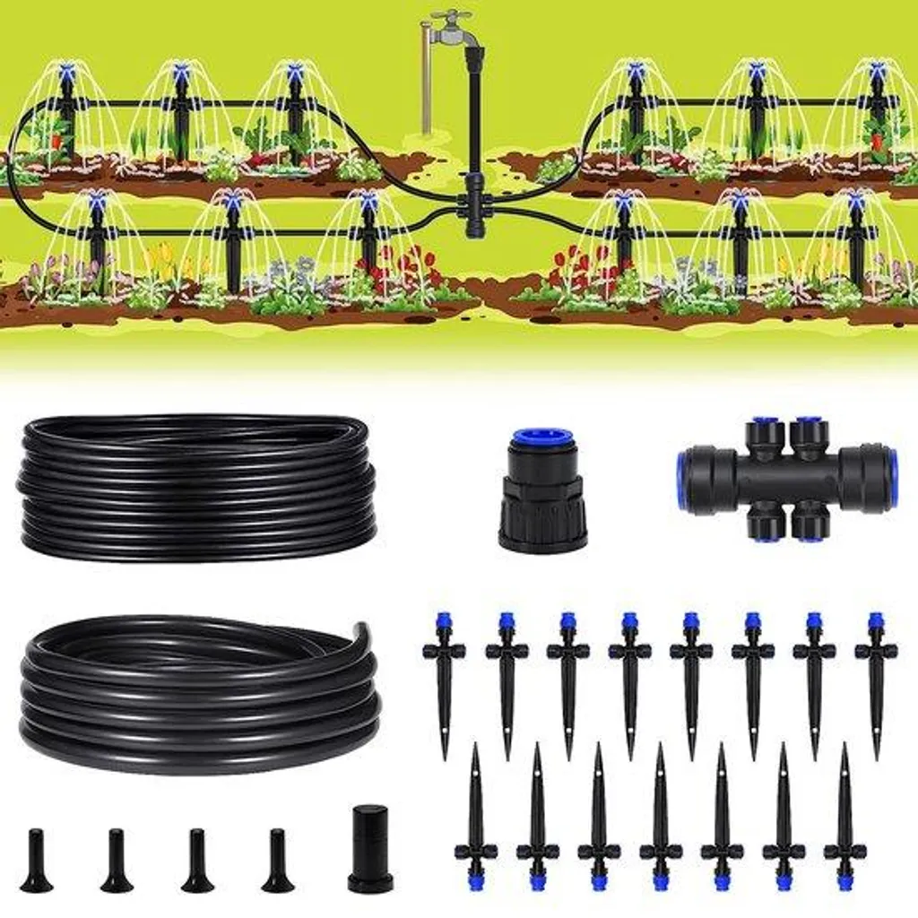 Kit d'arrosage automatique Terras pour jardin avec système goutte à goutte