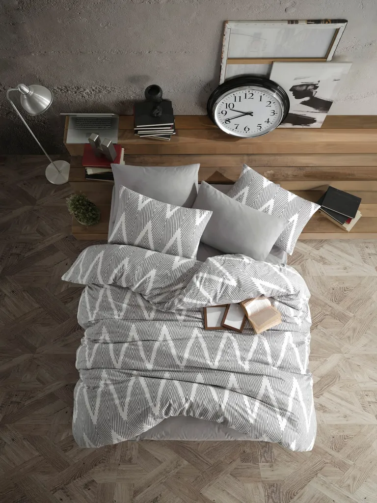 Linge de Lit King Size 240x220 Gris pour Chambre Parentale Modèle Olivia