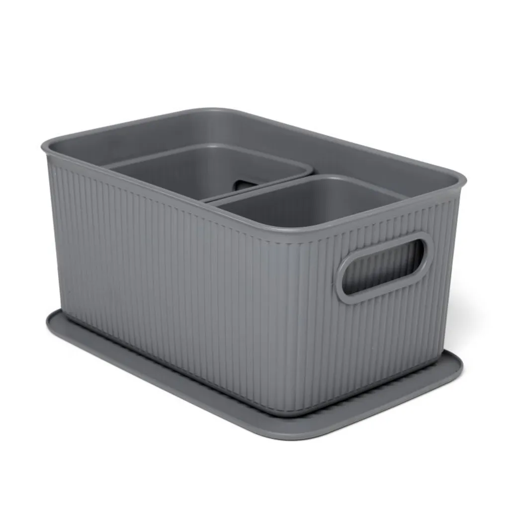 Lot de 3 Saladiers de Cuisine avec Couvercle Tatay 5L et 1,5L Anthracite