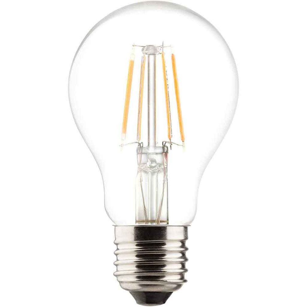 A clear, studio shot of an LED light bulb against a white background.