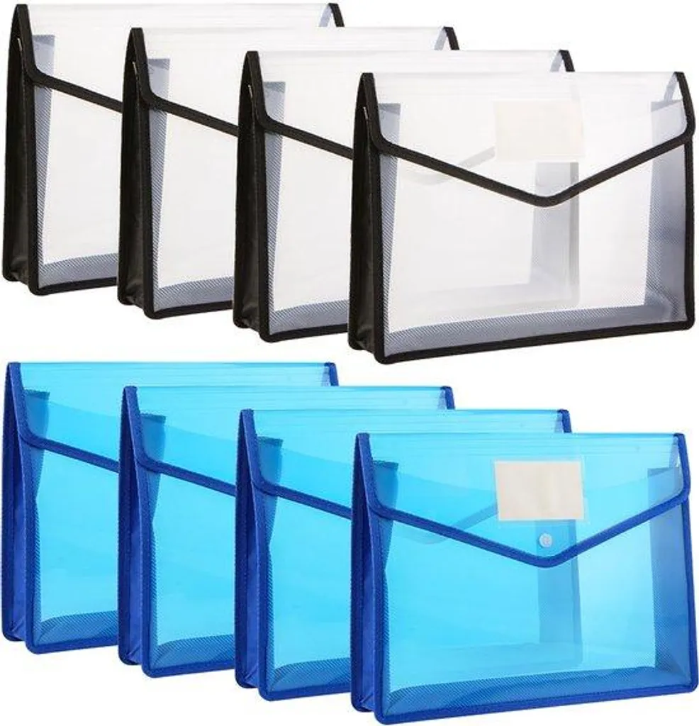 Trieur de documents A4 plastique 8 compartiments bicolore bleu et noir