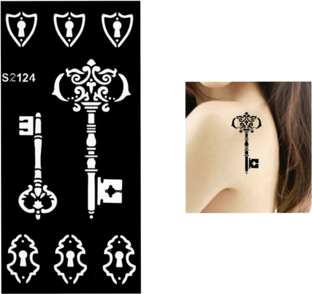 Henna Tattoo Schablone Airbrush Stencil Selbstklebend Schlüssel