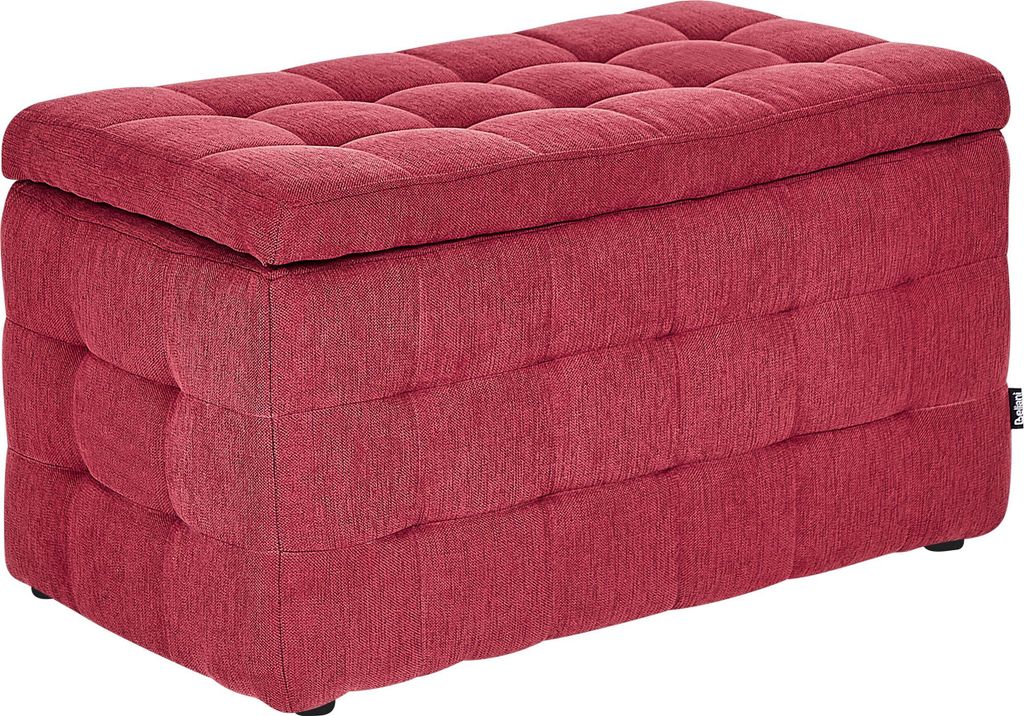 BELIANI Hocker Rot Stoff Rechteckig mit Stauraum Deckel Steppung Modern Sitzbank Bettbank Fußbank Fußhocker Schemel Schlafzimmer Wohnzimmer Flur