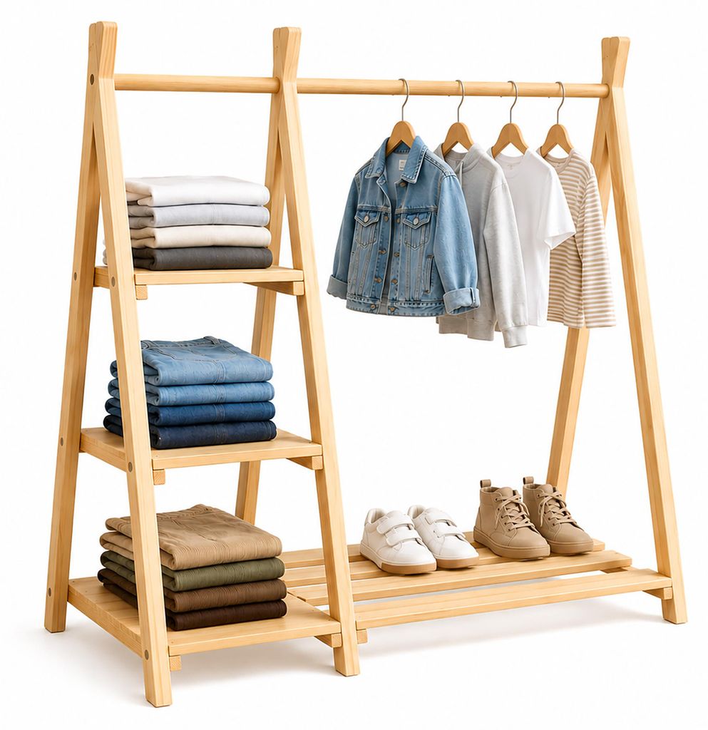 Relaxdays, appendiabiti per bambini, in legno di pino, con Immagine del prodotto 