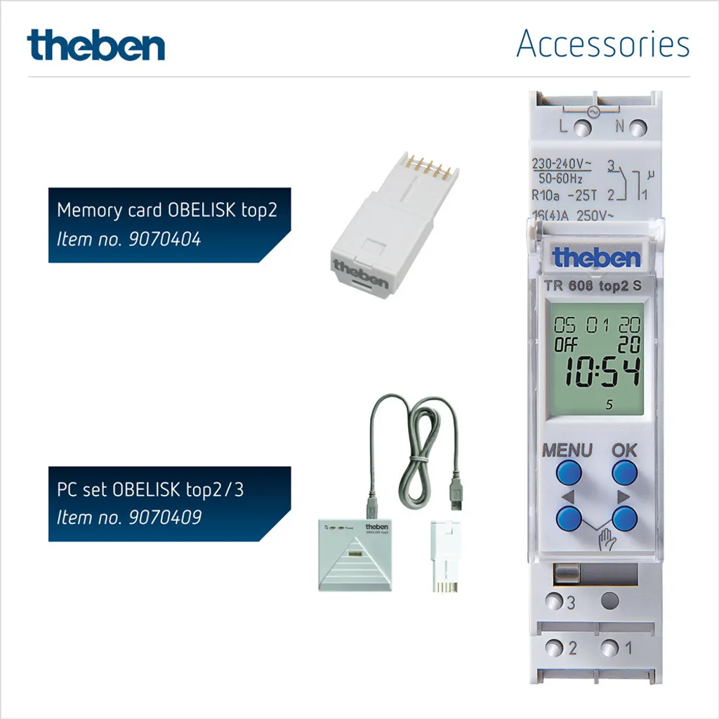Programmateur hebdomadaire digital Theben 1 canal pour tableau 1 TE - 9