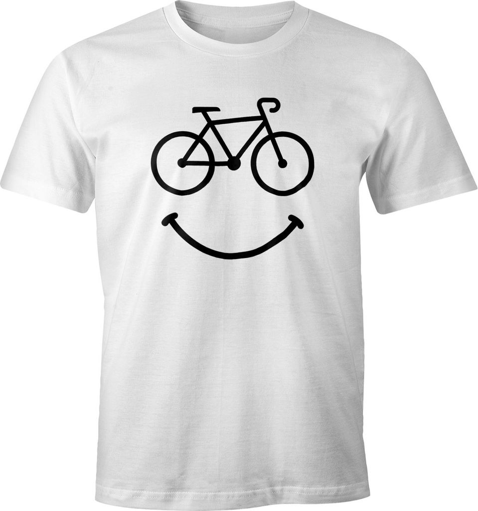 Fahrrad Herren T-Shirt Smile Happy Bike Radfahren Fun-Shirt Moonworks weiß 3XL