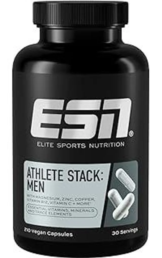 ESN Athlete Stack Men 2.0, 210 capsule, tutte le vitamine e i minerali essenziali, vegano - Prodotto in Germania