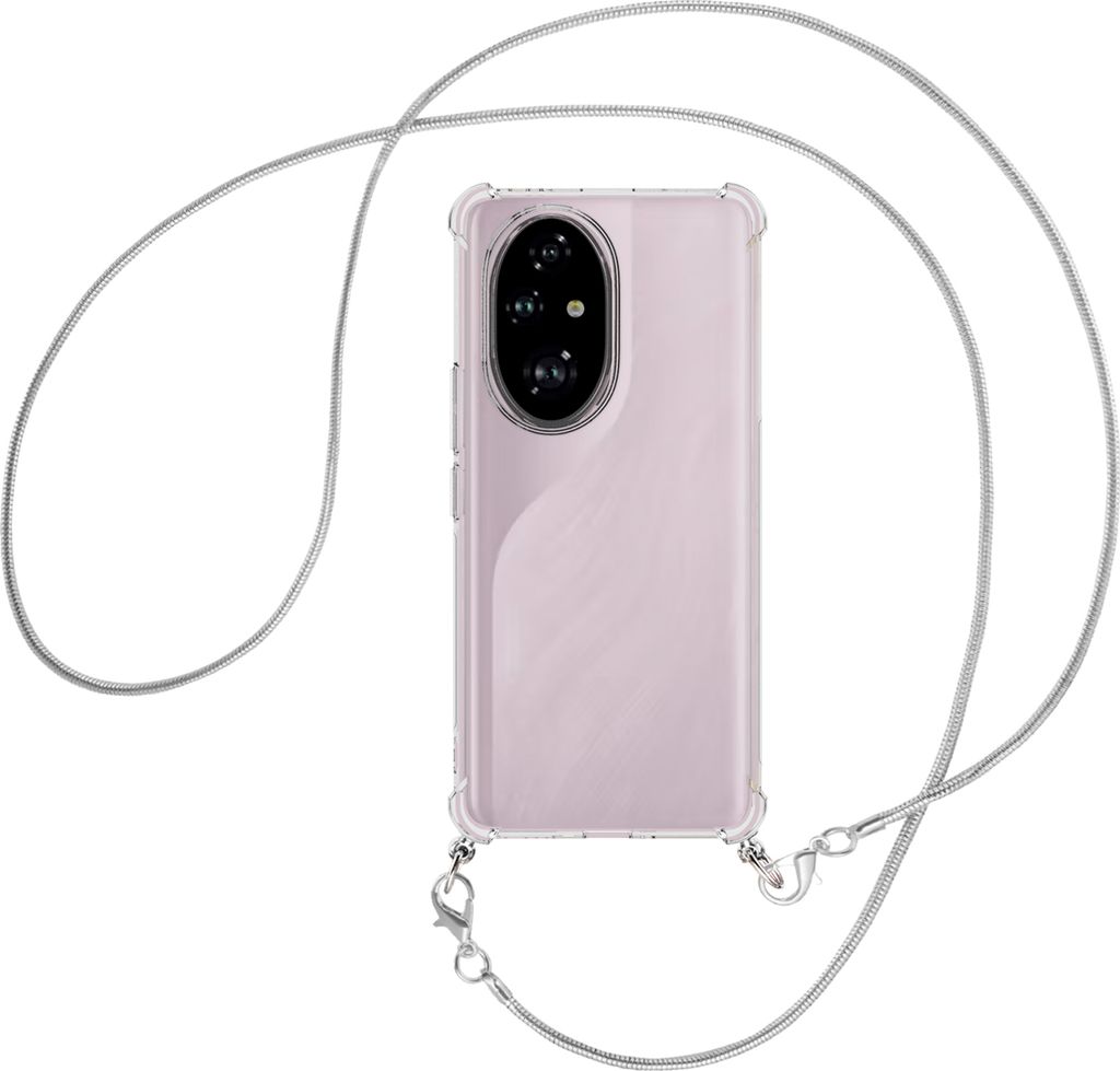 Handykette Backcover-Schutzhülle mit Band (Metall silberfarben) für Honor 200 Pro - silberfarbene Snake-Kette