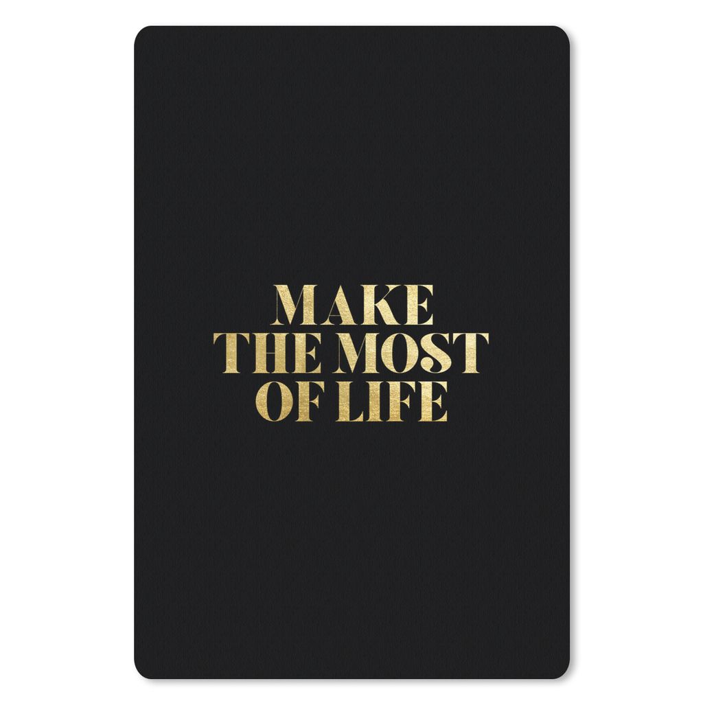 MuchoWow Mauspad Mousepad Leben - Gold - Schwarz - Zitat 40x60 cm - Mousepads - Maus Mat - Pad - Mausunterlage - Schreibtisch Accesoire