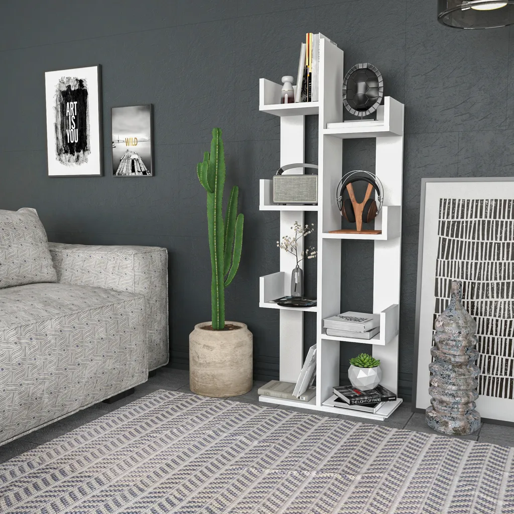 Bibliothèque compacte blanche Luisa 137 cm : solution gain de place déco - 4