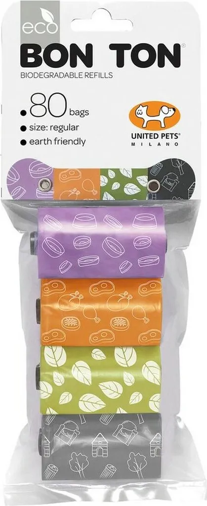 Refill Sacchetti Cani United Pets Bon Ton - 4x20 Colori Misti