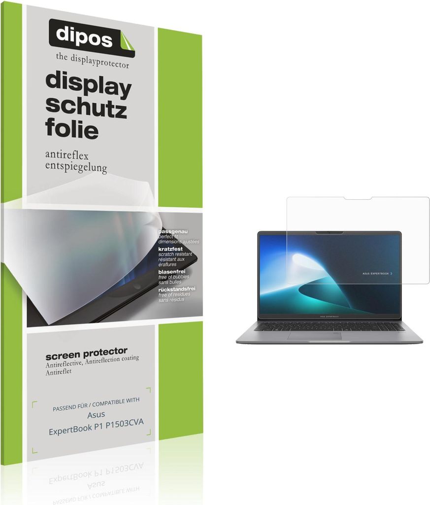 2x Schutzfolie für Asus ExpertBook P1 P1503CVA matt Displayschutzfolie Folie Display Schutz dipos