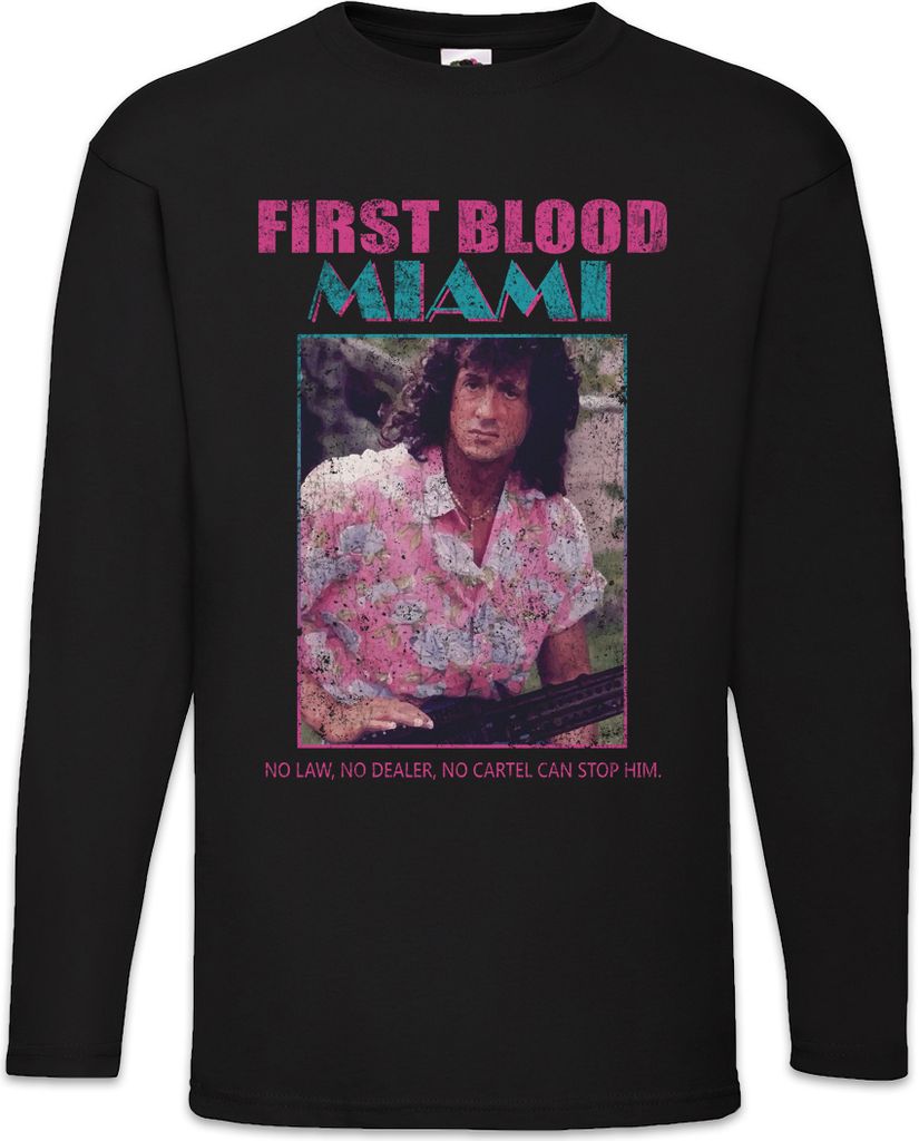 Urban Backwoods First Blood Miami, Langarm T-Shirt, Farbe: Schwarz, Größe: XL