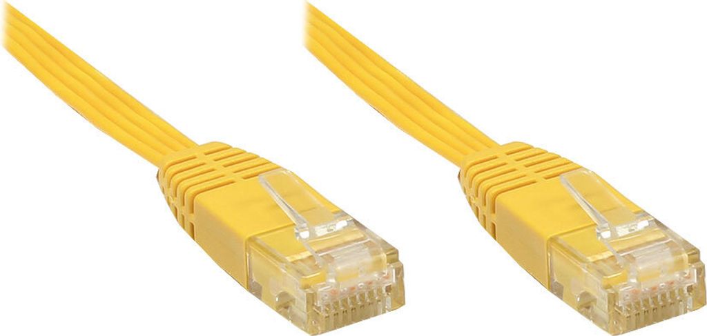 Patchkabel, Cat. 6, U/UTP, FLACHKABEL, gelb, 0,25m, Good Connections
