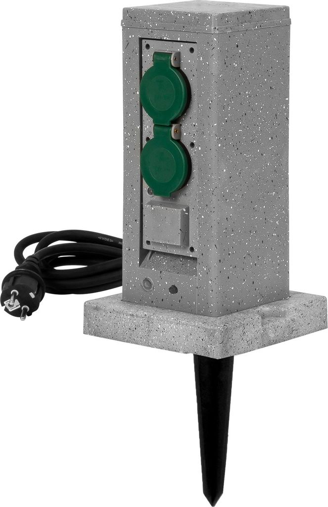 Grafner Gartensteckdose Smart WLAN WIFI, Steinoptik, 4 Steckdosen, Dämmerungssensor, Alexa Google IOS Tuya, 3680 Watt, Energiesäule Mehrfachsteck...