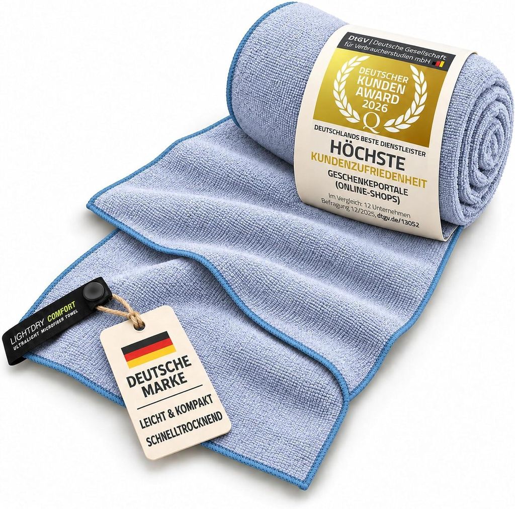 LightDry Mikrofaser Handtuch Hellgrau 100x200 cm