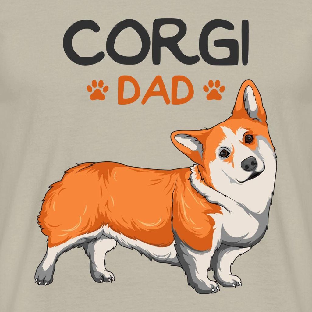 Spreadshirt Corgi Dad Männer T-Shirt, L, Sandbeige