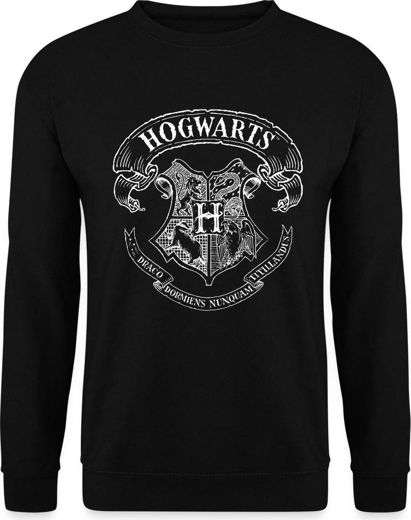 Spreadshirt Harry Potter Hogwarts Wappen Zeichnung Uni Pullover, 3XL, Schwarz