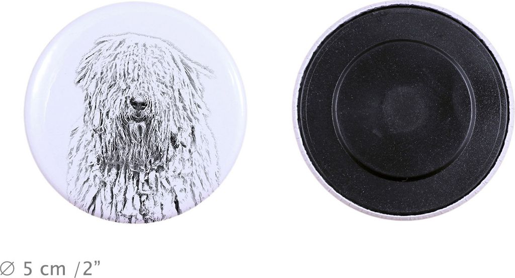 Komondor Magnet mit einem Hundepfotenabdruck, außergewöhnlich leicht, starker Magnet, handgefertigtes Produkt der Marke Art-Dog