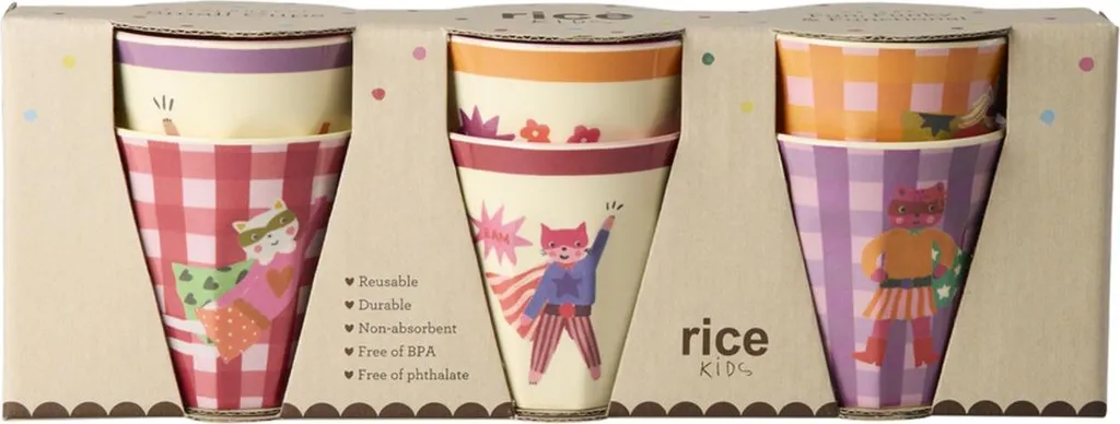 Bicchieri Melamina Rice Super Hero Rosso - Set 6 Tazze Chic per Bambini