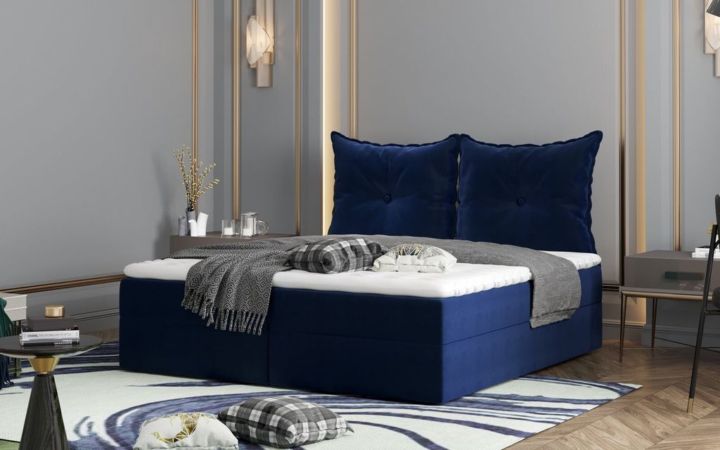 Boxspringová postel PINELOPI - 200x200, modrá Obrázek produktu 