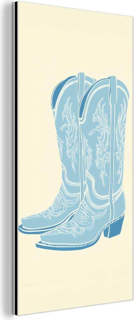 MuchoWow Wanddekoration Metall Metallbild Wandkunst 40x80 cm Illustration - Cowboystiefel - Muster MuchoWow Aluminium Gemälde - Wanddekoration - I...