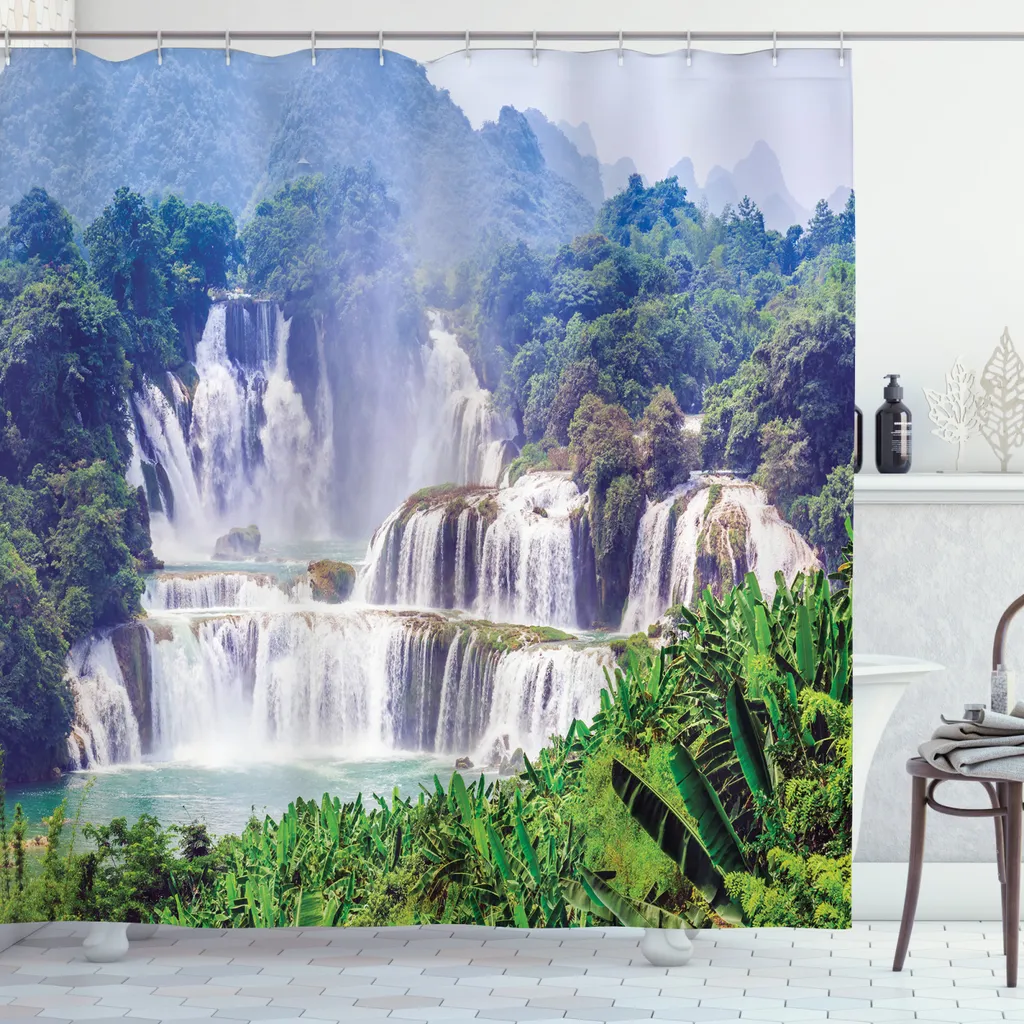 Tenda Doccia Design ABAKUHAUS Cascata Verde Bosco 175x180 cm