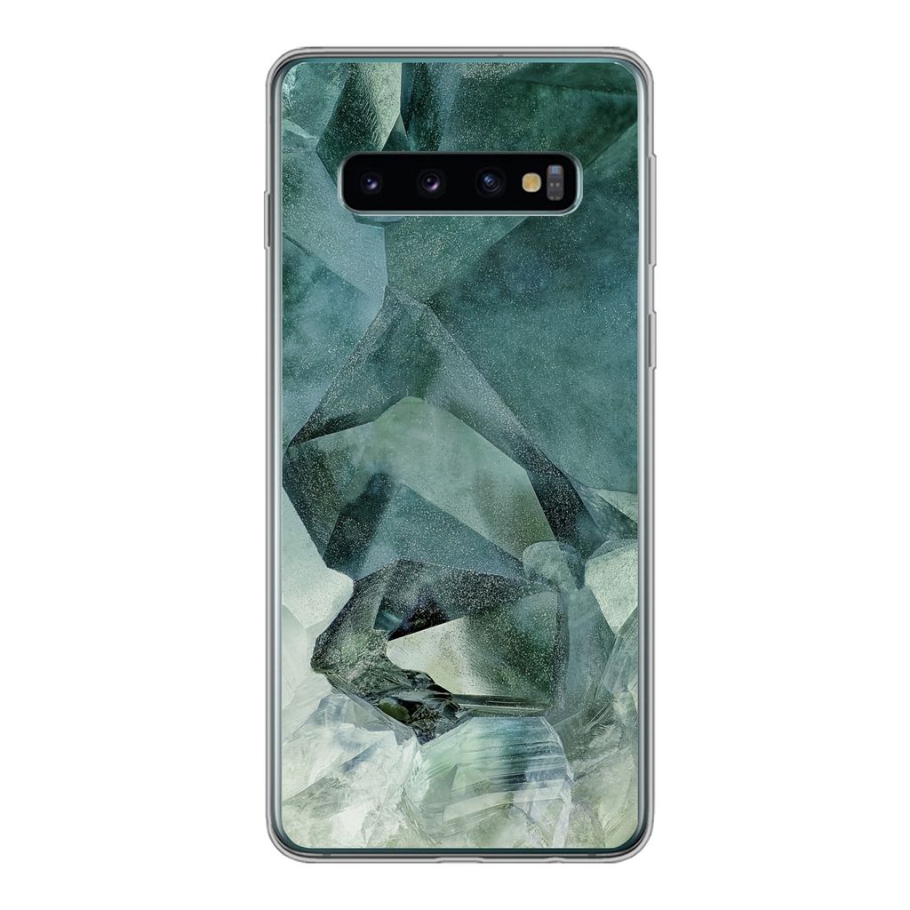 MuchoWow Handyhülle Schutzhülle Hülle für Samsung Galaxy S10 Kristall - Naturstein - Luxus Silikon Softcase Handy Hülle - Handytasche