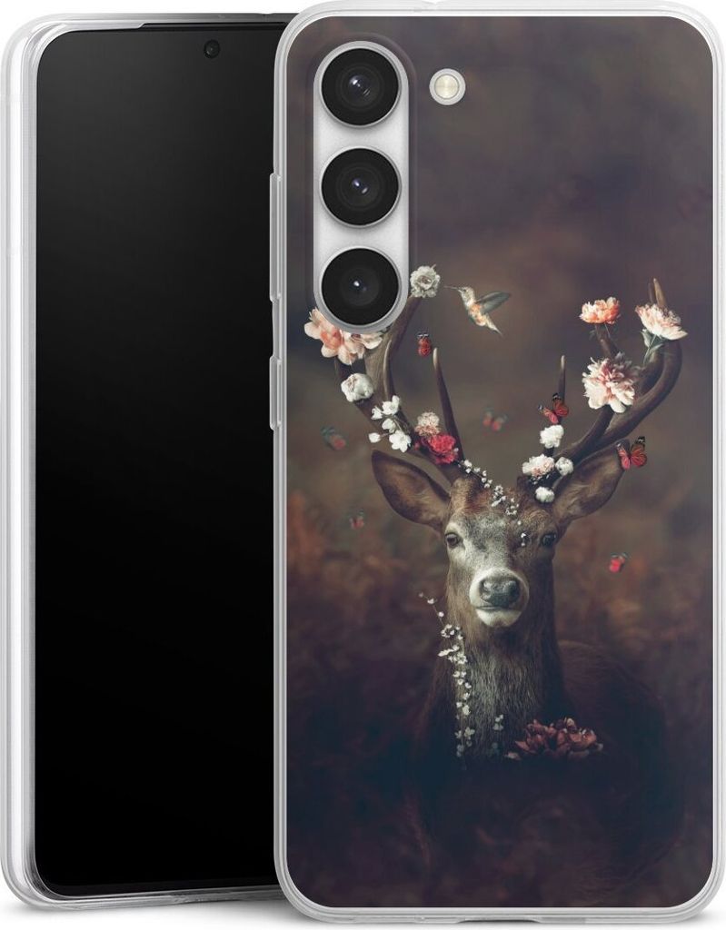 DeinDesign Slim Hülle für Samsung Galaxy S23 Silikon Case Ultra Dünn Handyhülle Blumen Rehe Rentier