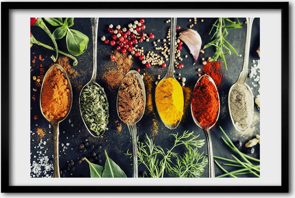 Bild 60x40 MDF-Rahmen, Wandkunst bunte Gewürze