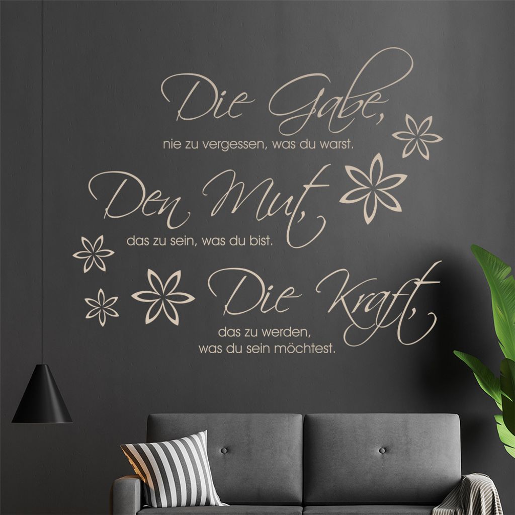 Die Gabe nie zu ... Wandtattoo in 6 Größen - Wandaufkleber Wall Sticker - Dekoration, Küche, Wohnzimmer, Schlafzimmer, Badezimmer