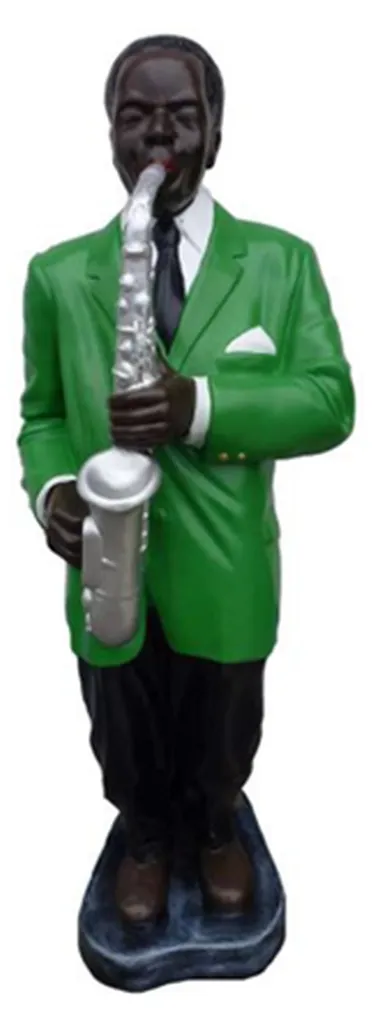 Statue chanteur basse musique en métal et résine finition moderne