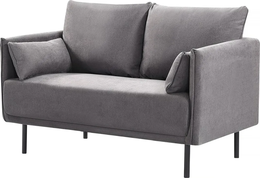 Canapé fixe 2 places gris foncé Rudy idéal pour studio et bureau