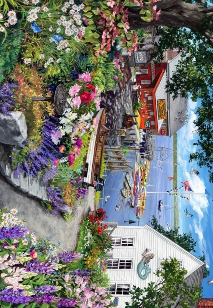 Jeu de puzzle 1000 pièces paysage de bord de mer coloré Coastal Garden
