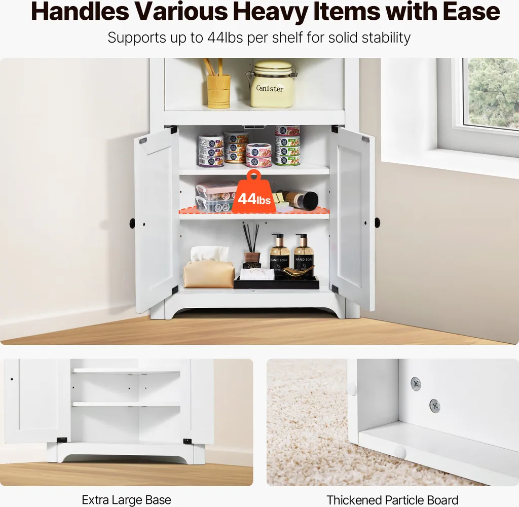 Armoire de cuisine indépendante VEVOR 3 niveaux rangement d'angle blanc - 5