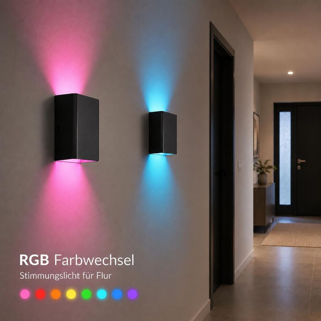 2er-Set RGB LED-Wandleuchten Innen 5 W, dimmbar mit Produktbild  KI-generiertes Bild