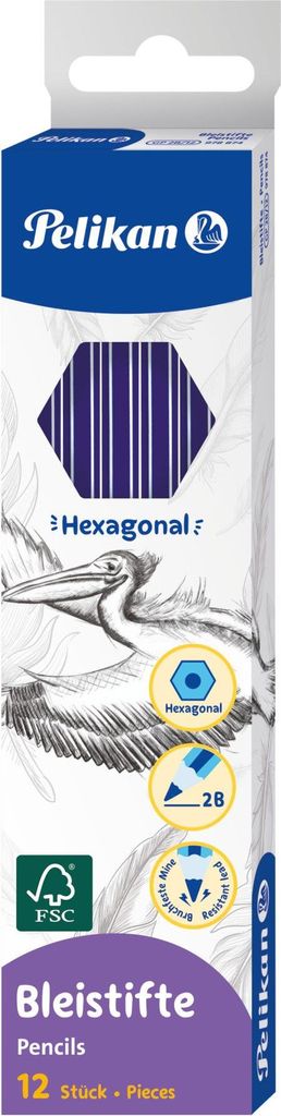 Pelikan 978874, 2B, Blau, Hexagonal, 1 Stück(e), Forest Stewardship Council (FSC)