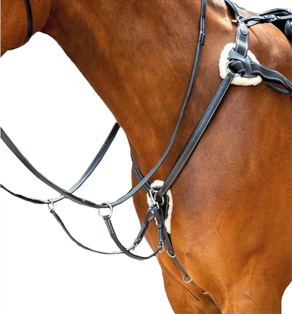 Harnais de Poitrail pour Saut d'Obstacle et Cross - Cuir Noir ER560