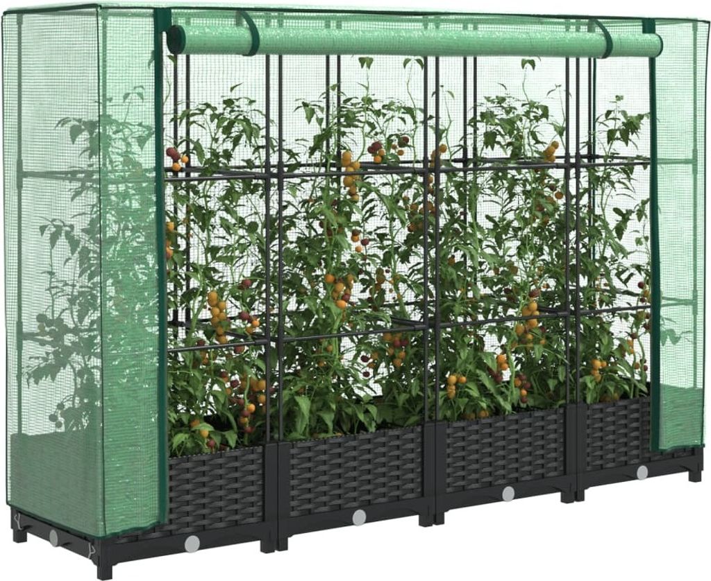 "im Sonderangebot"Garten-Pflanzgefäß/Hochbeet Moderne - Pflanzkübel - Blumentopf mit Gewächshausabdeckung Rattanoptik 160x40x123cm DE542809 - B...