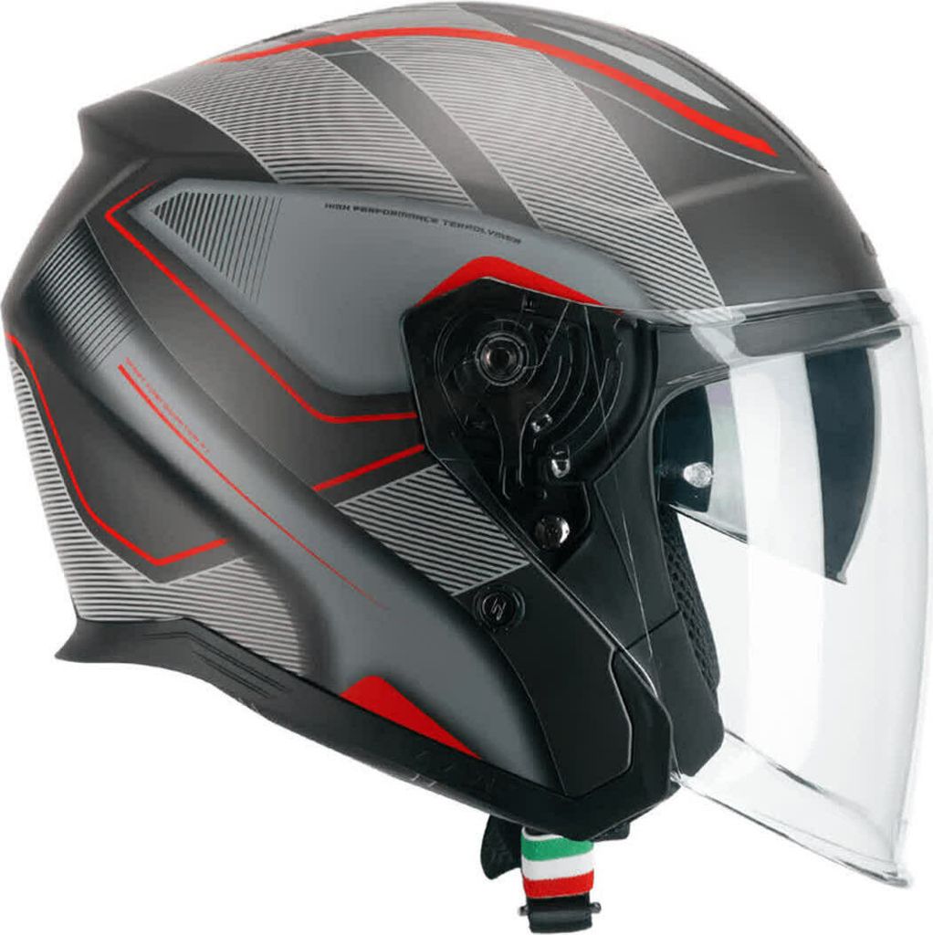 Jet Helm CGM 136G RNA Sport Mattgrau Rot größe S