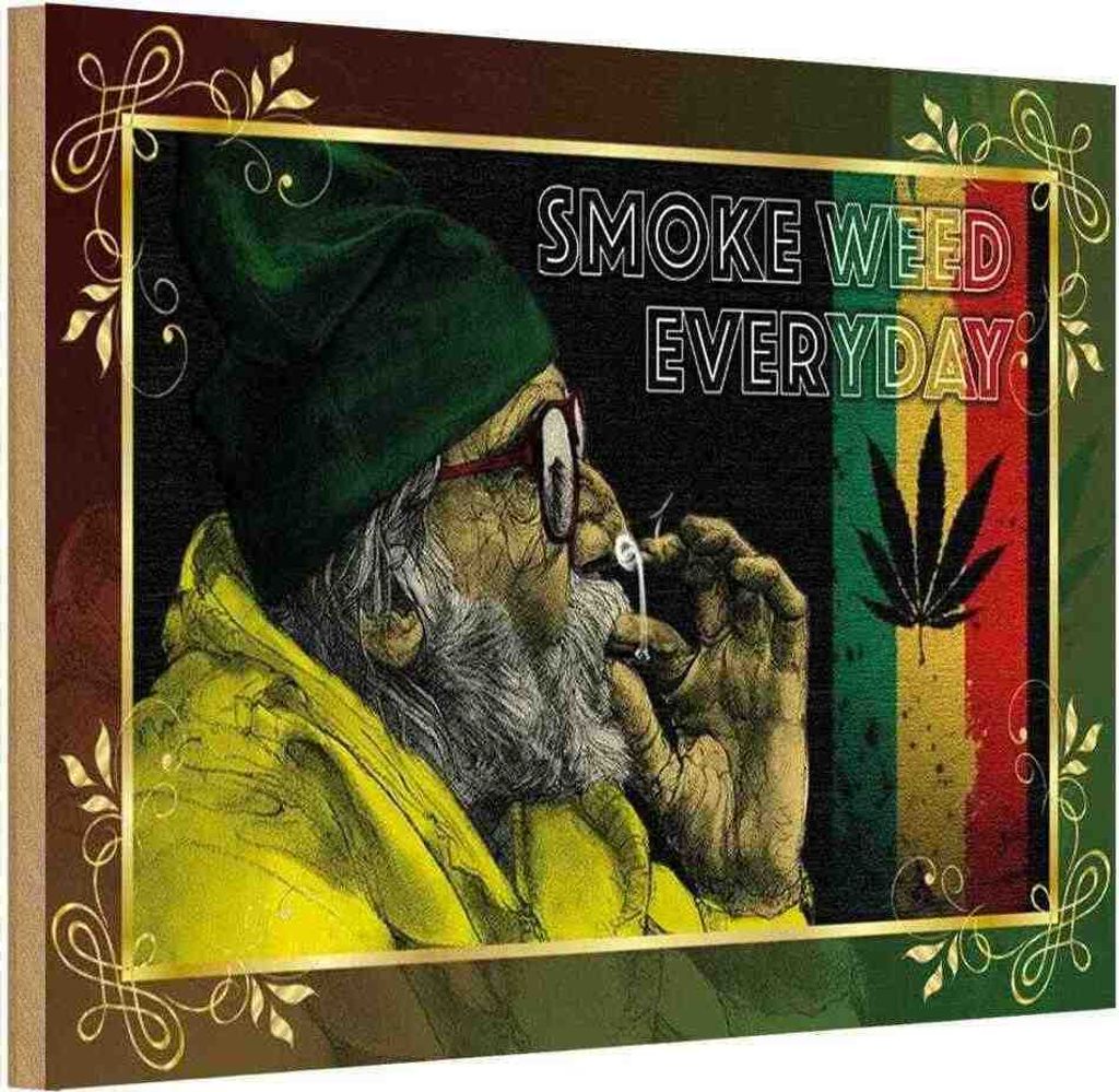 vianmo Holzschild 20x30 cm Cannabis smoke weed everyday
