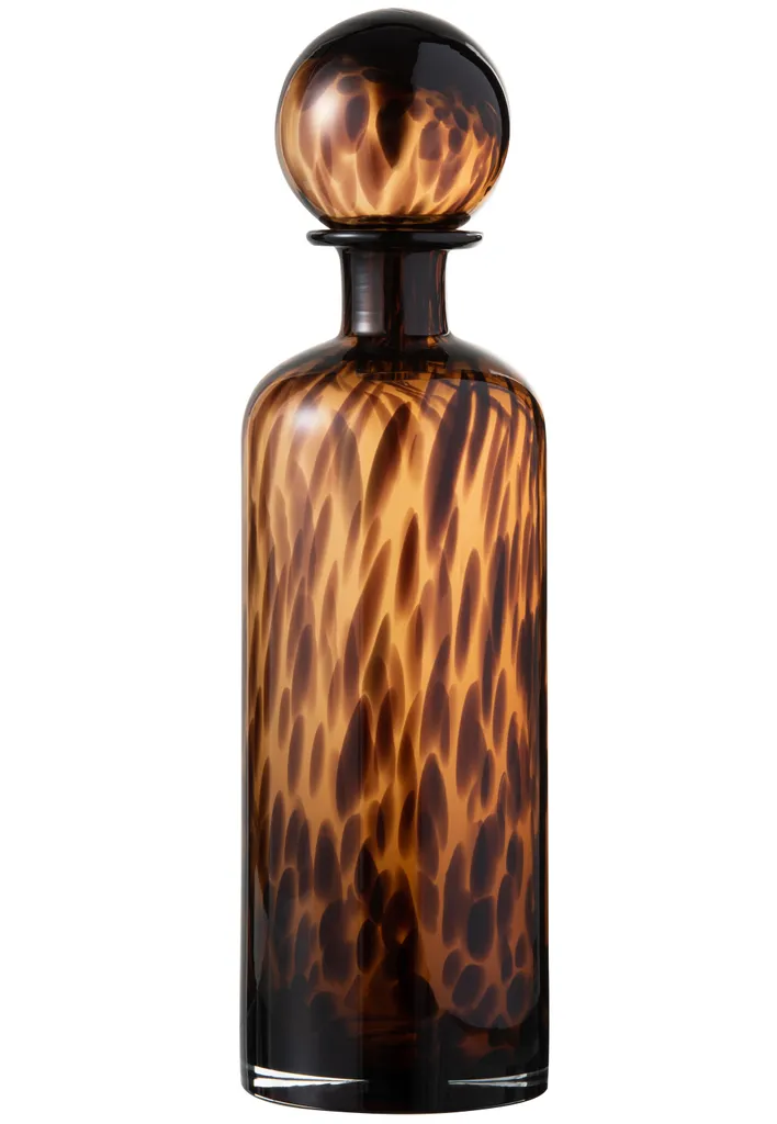 Bouteille en Verre Pointillé Marron J-Line avec Bouchon Finition Noire