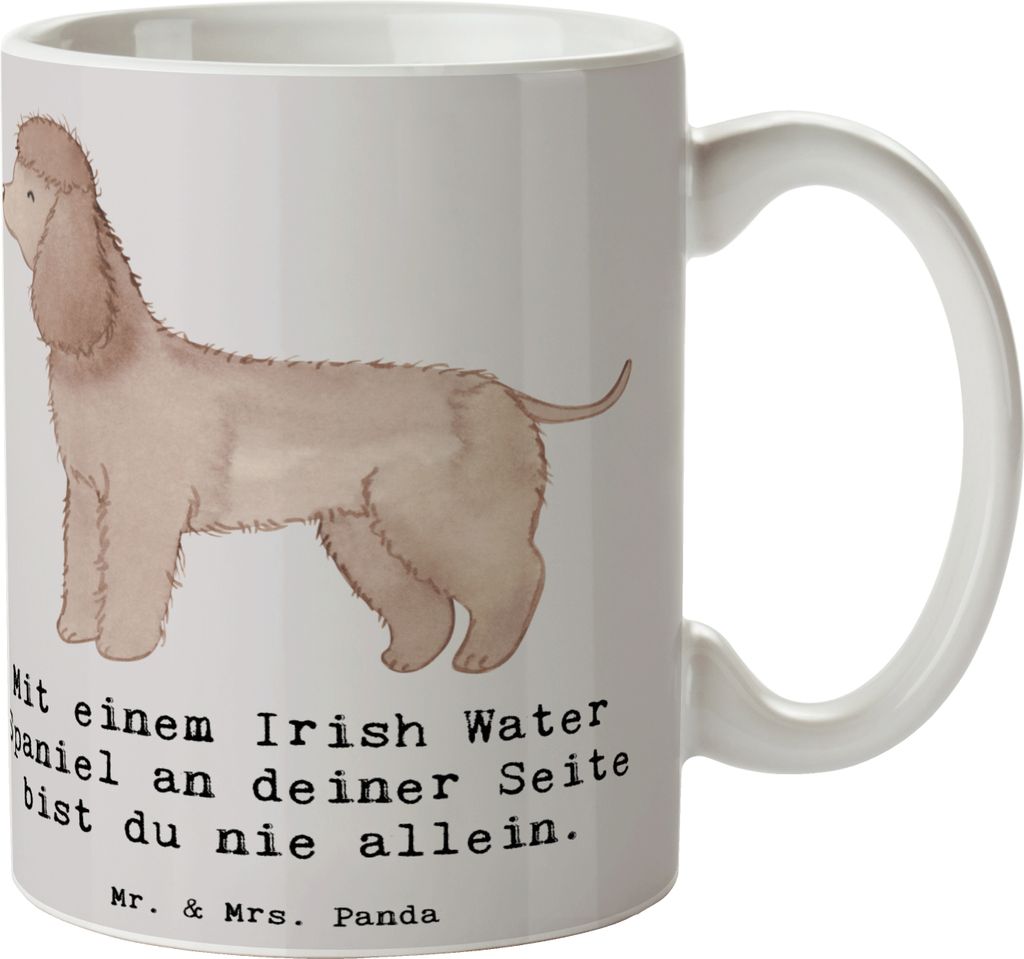 Mr. & Mrs. Panda Kaffeebecher Irish Water Spaniel Begleiter - Grau Pastell - Geschenk, Tasse, Irischer Wasser, Trinkbecher, Pott, intelligenter Hun...
