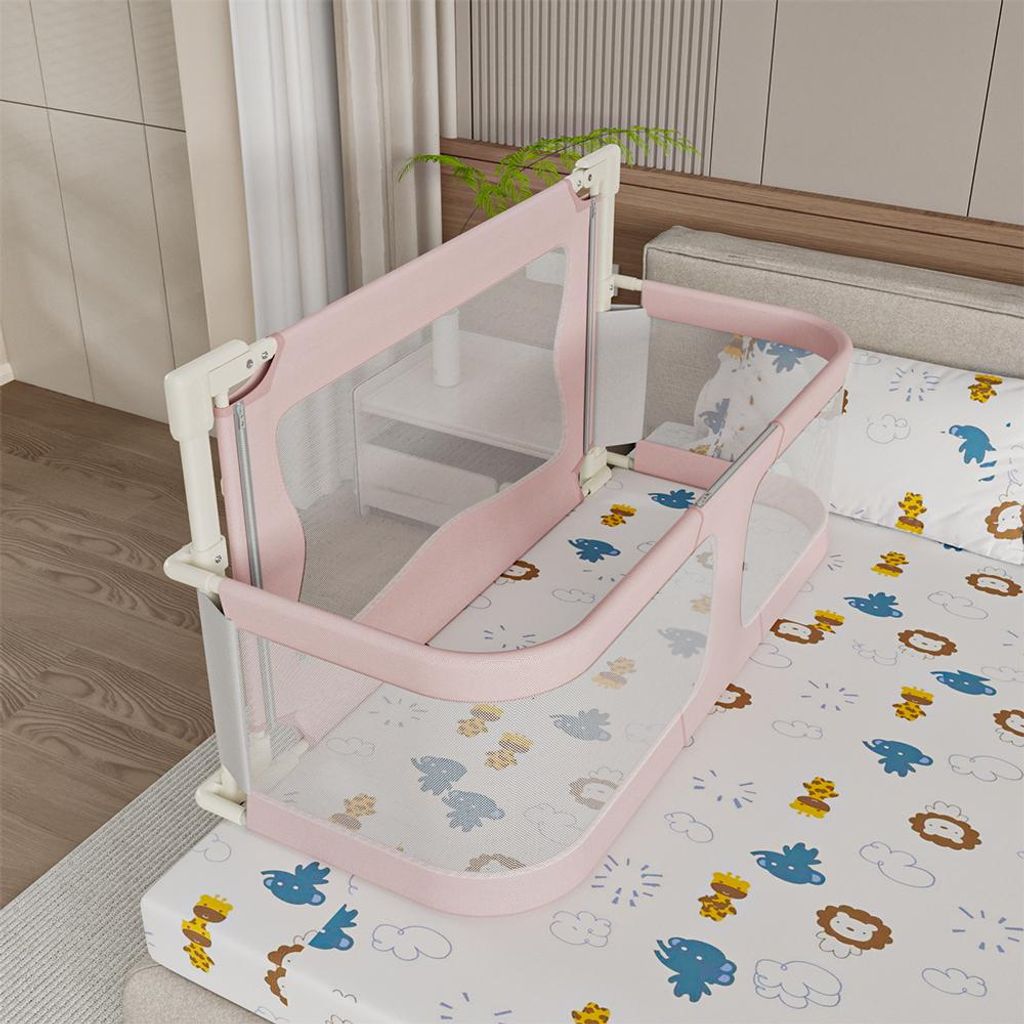 120cm Baby Bettgitter, mit Moskitonetz, Faltbar, Produktbild 