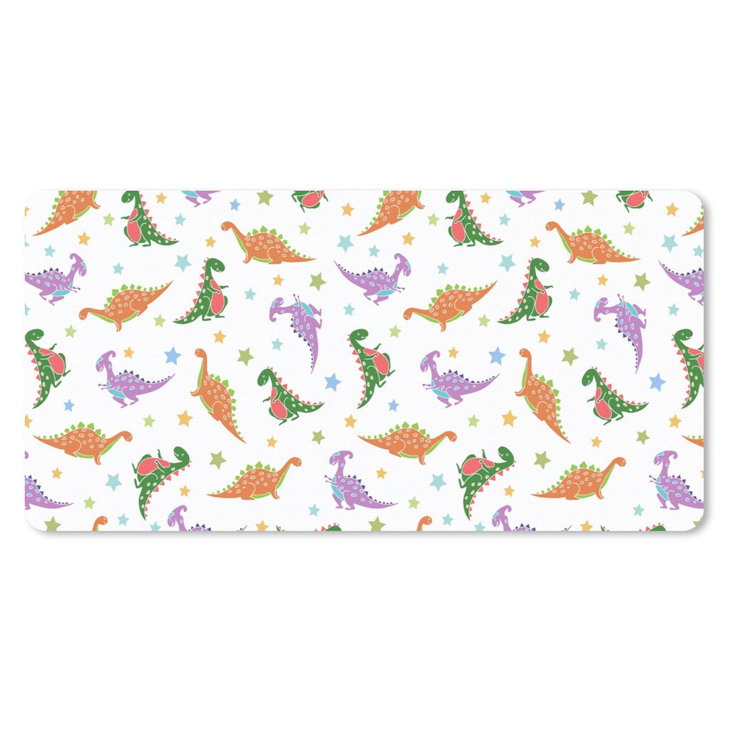 MuchoWow Schreibtischunterlage Dino - Muster - Sterne - Jungen - Mädchen - Kinder - Kinder 80x40 cm - XXL Mauspad - Gaming Mauspad