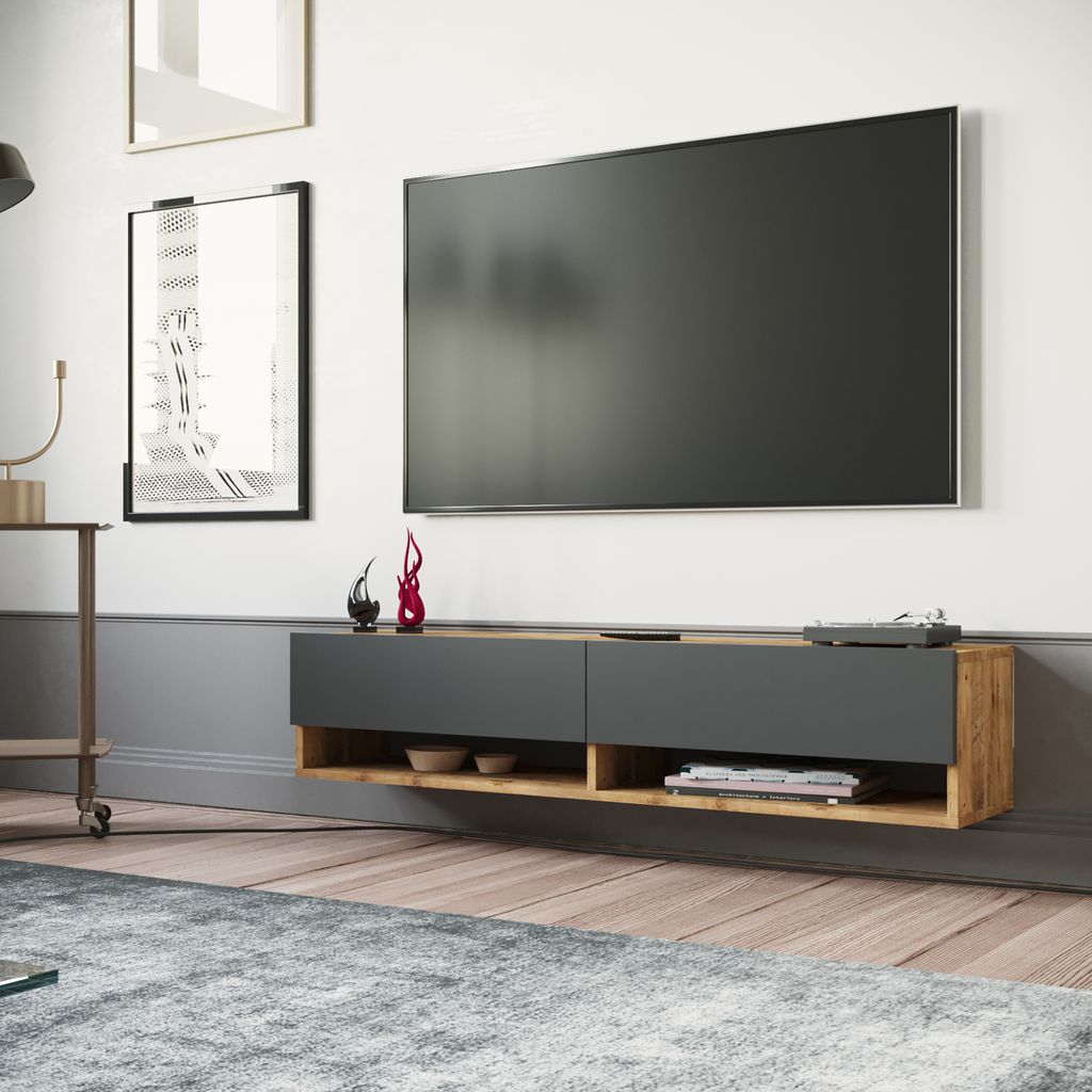 Table TV 'Laitila' 140x31,5x29,5 cm chêne Image du produit 