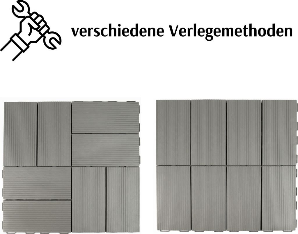 SWANEW Terrassenfliesen 60x30cm, 6 Stück, 1 Qm, Anti-Rutsch-Oberfläche, Klickfliesen Aus