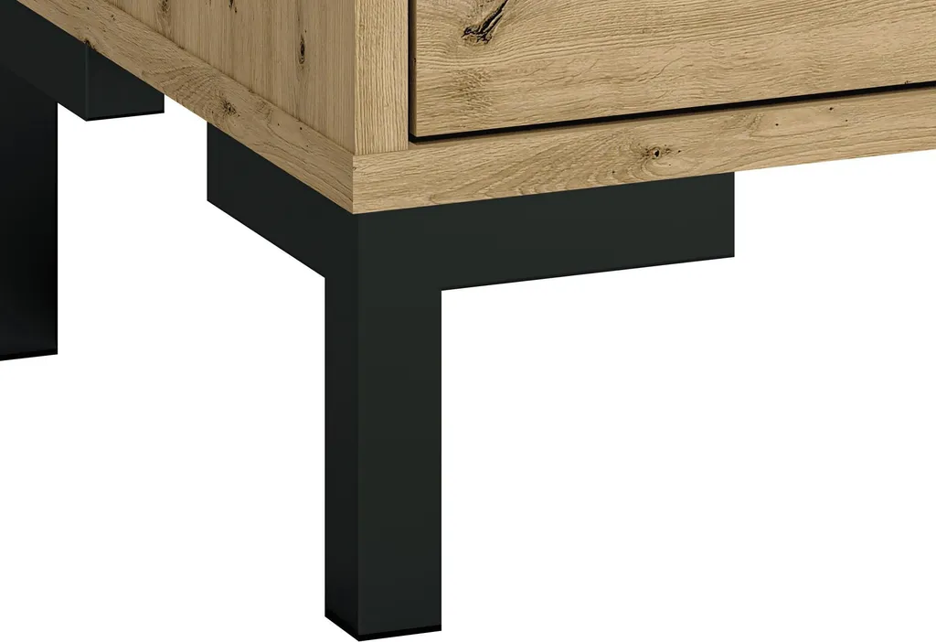 Commode de Chambre Nevio 92cm - Rangement Chêne et Noir Design - 7