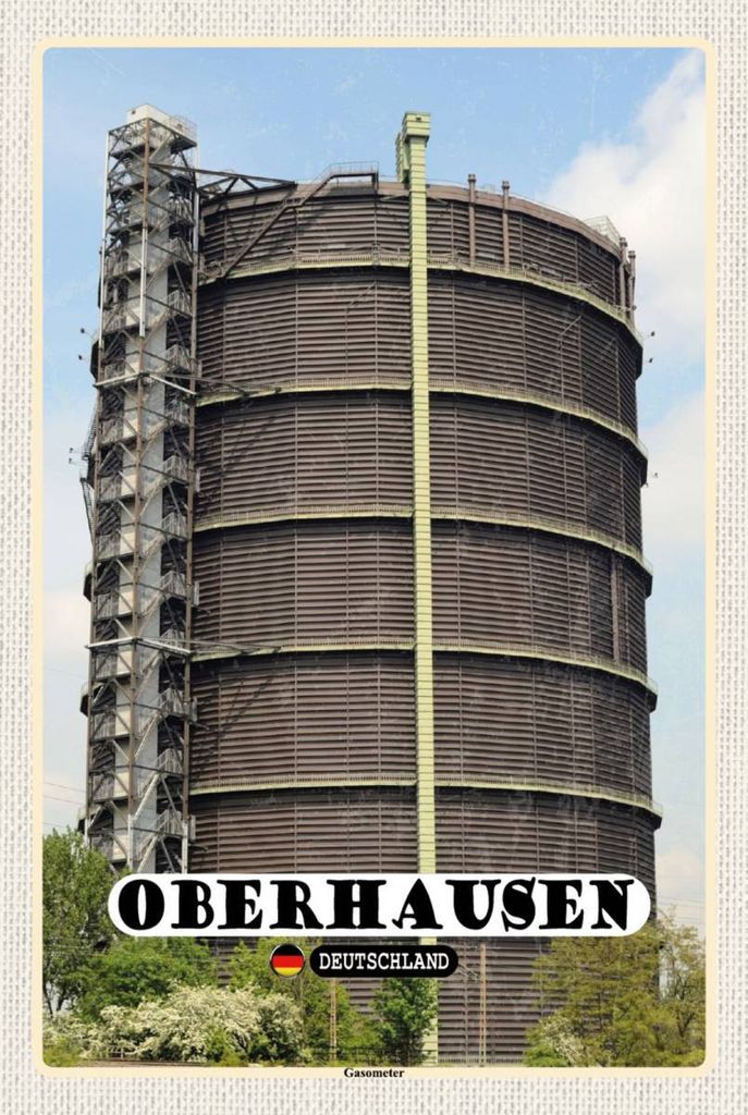 vianmo Holzschild 18x12 cm Oberhausen Gasometer Gebäude Bildmotiv Reisemotiv Abenteuer Reisen